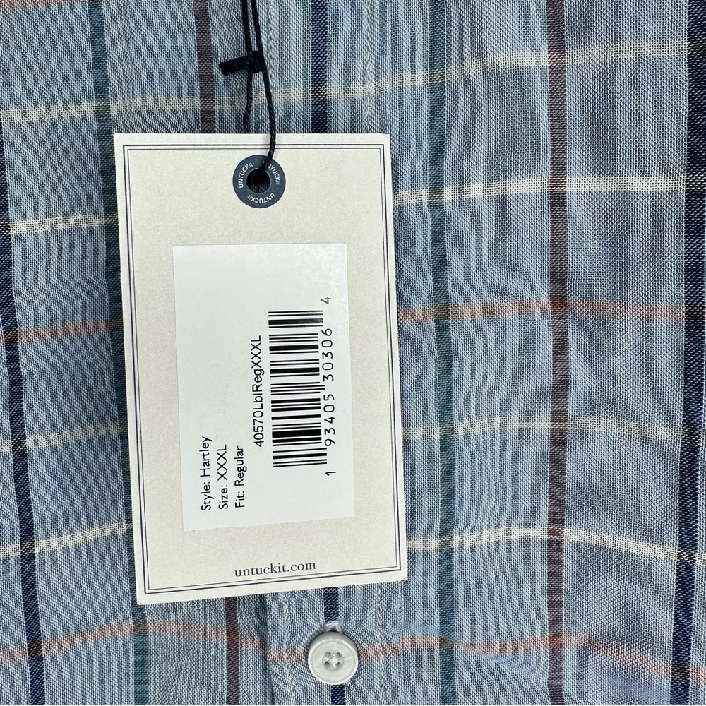 UNTUCKit Hartley Blue Plaid Long Sleeve Button Up Shirt XXXL - Picture 6 of 6